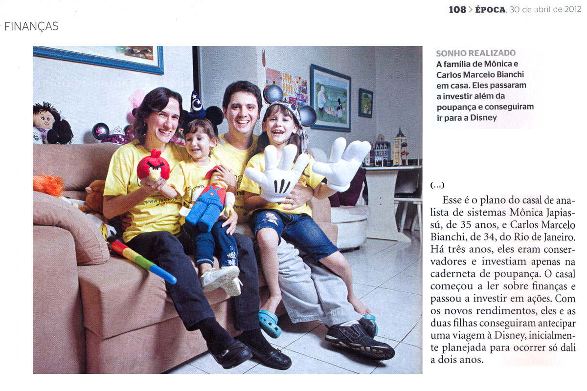 Foto e trecho da matéria da Revista Época com participação da Família Quadrada