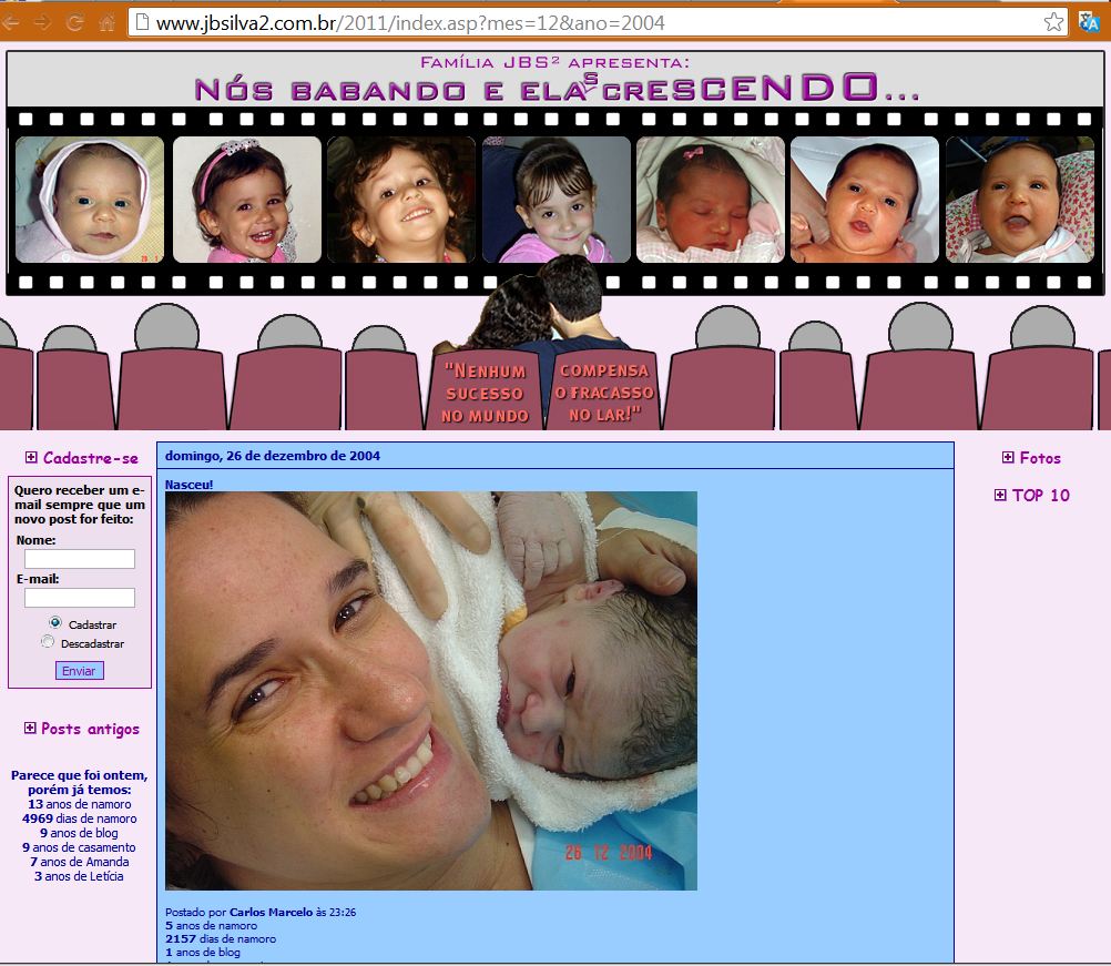 Imagem do blog anrtigo: nascimento da Amanda