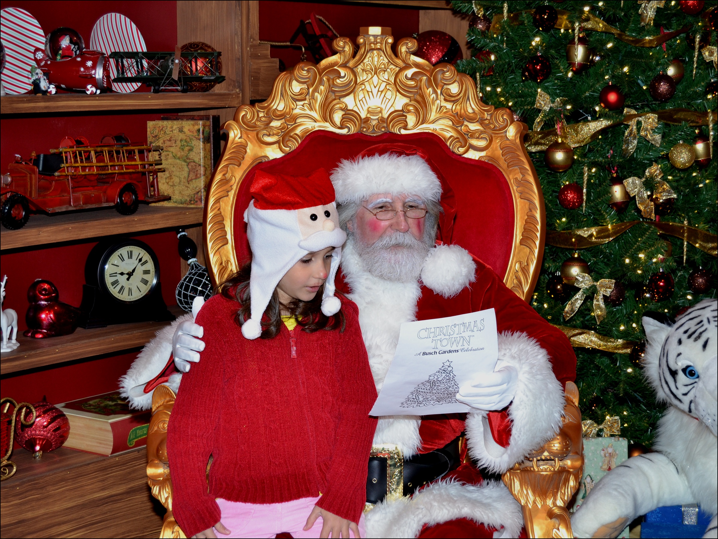 Busch Gardens: Papai Noel lendo a cartinha da Amanda