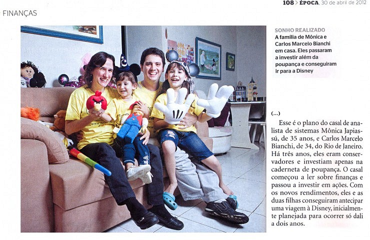 Foto e trecho da matéria da Revista Época com participação da Família Quadrada