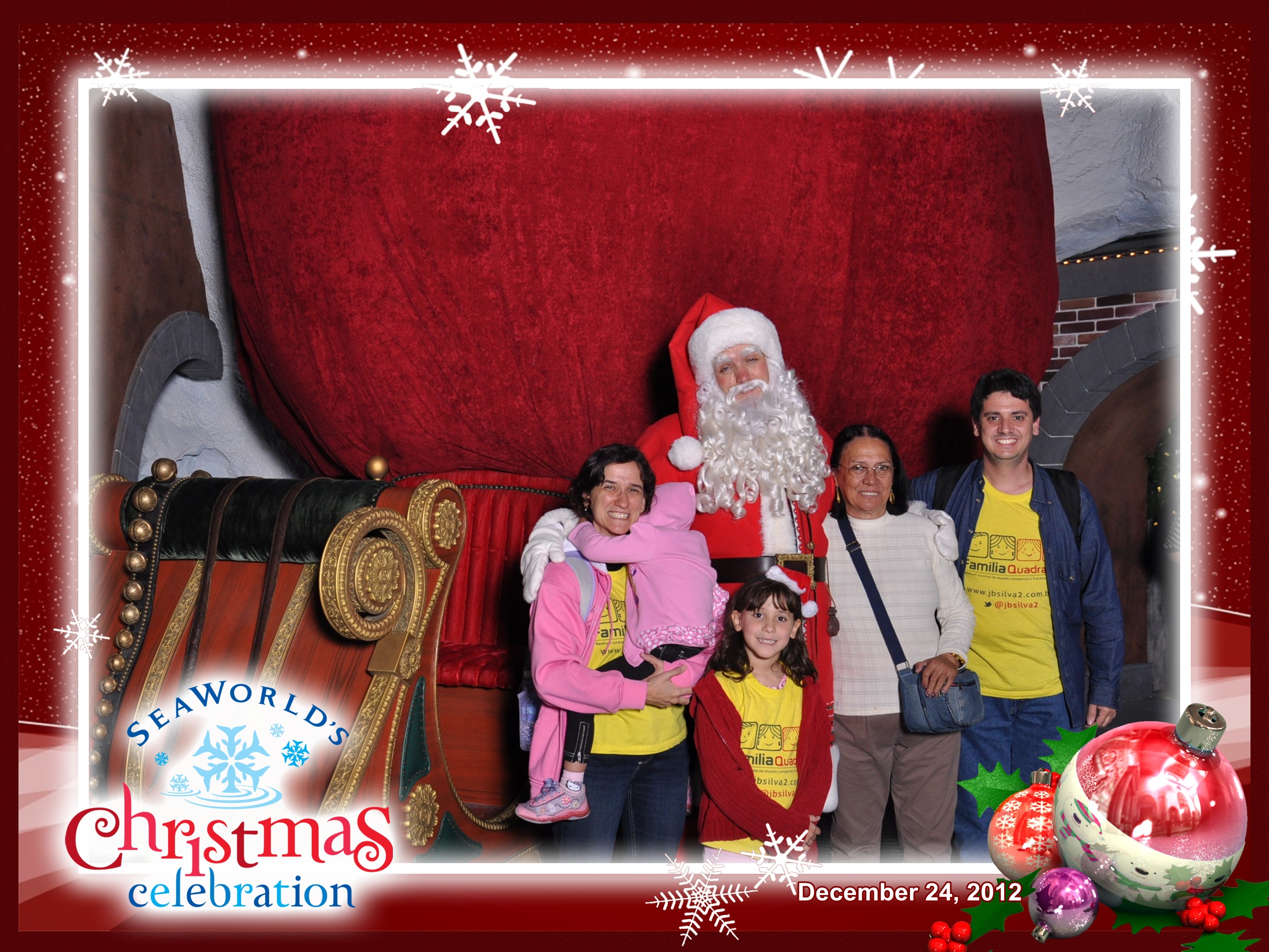 Família Quadrada com o Papai Noel no Sea World