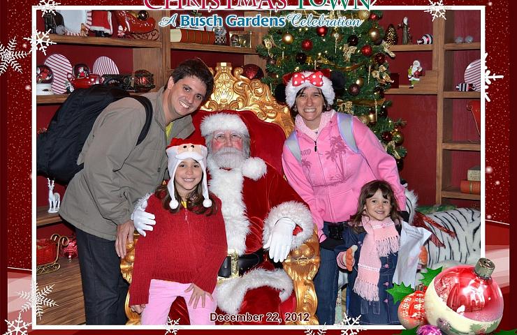 Família Quadrada com o Papai Noel no Busch Gardens