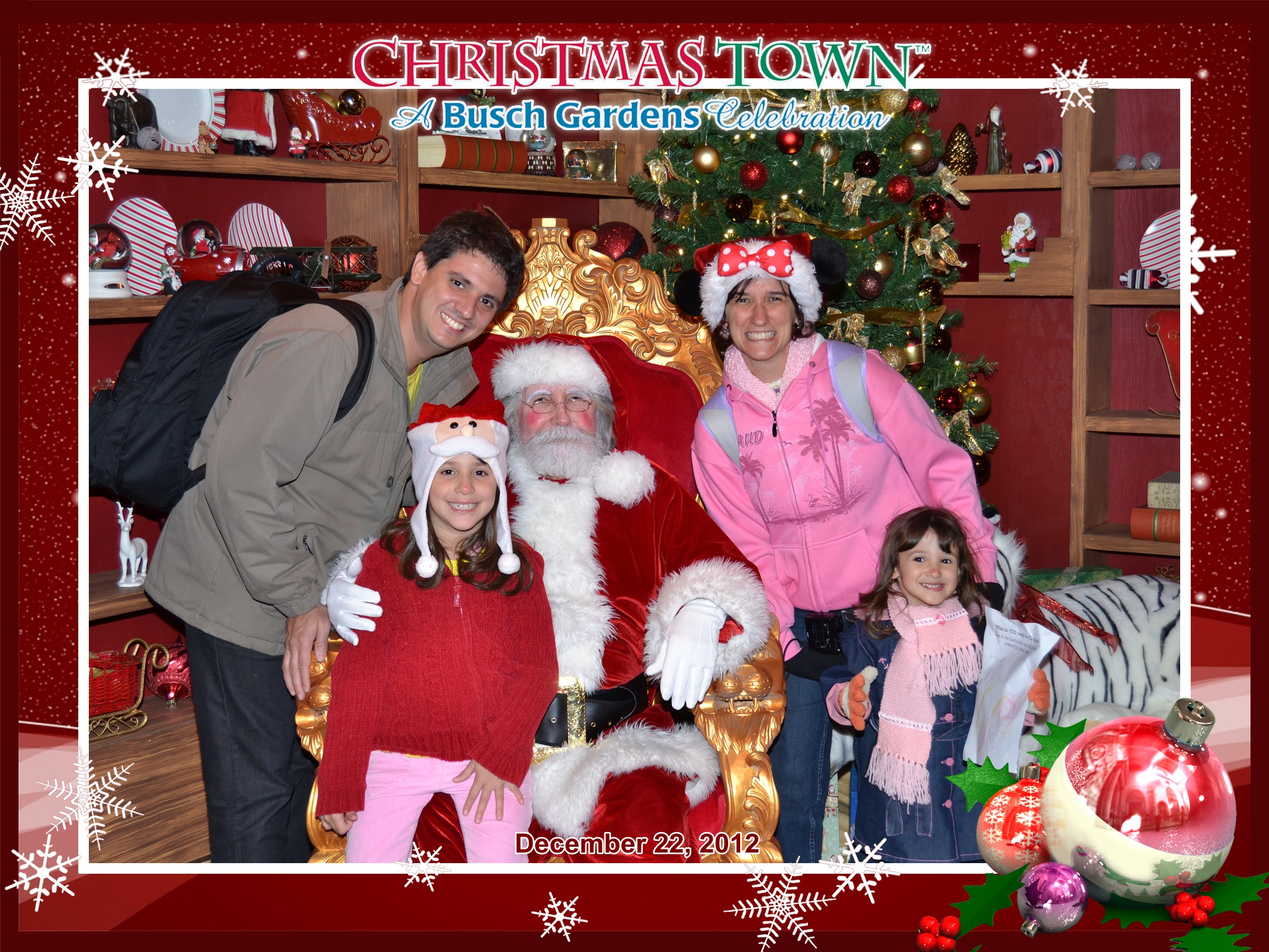 Família Quadrada com o Papai Noel no Busch Gardens